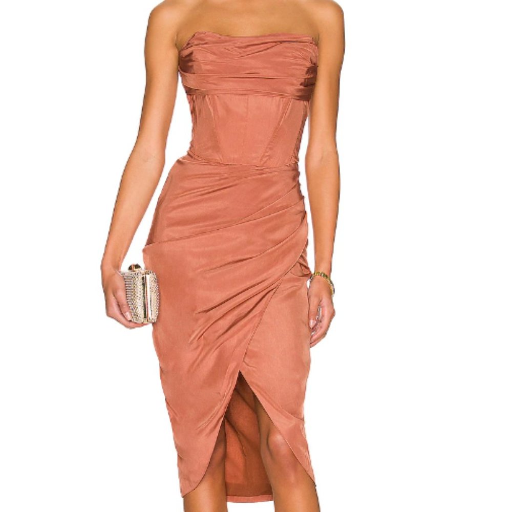 Bardot Tan Corset Dress